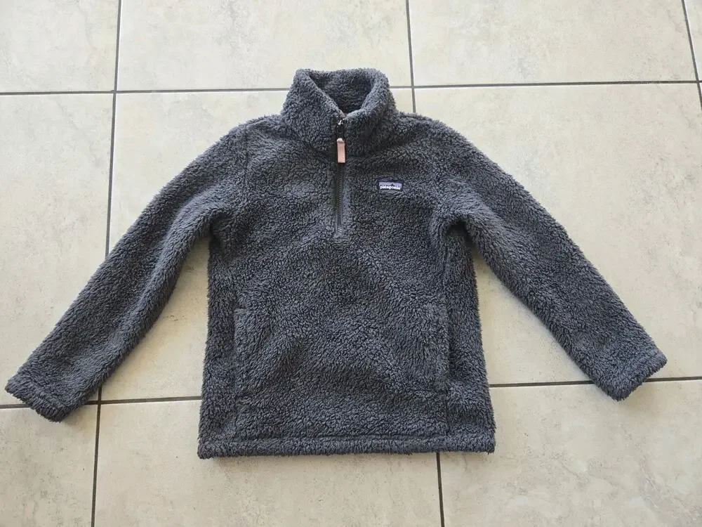 Patagonia Youth Sherpa Fleece Pullover - Size Small 7-8 -Gray